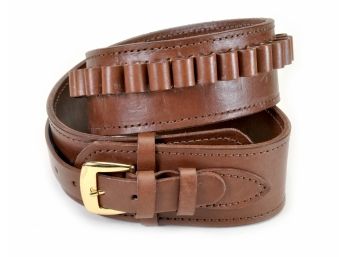 Leather Gun Holster Belt With Bullet Loops For 45 Cal - Size 36