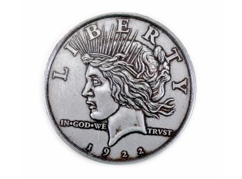 LARGE 3' DIAMETER 1922 PEACE DOLLAR MEDAL #2