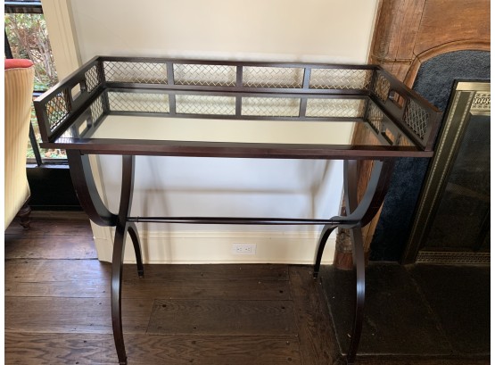 Mirrored Tray Top Table With 'X' Stretcher Base