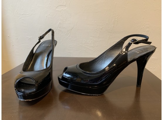 Stuart Weitzman Patent Leather Stacked Pumps, Size 9.5