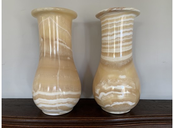 Pair Of Stunning Alabaster Vases, Retail $950