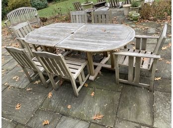 Fabulous Brown Jordan Mission Teak Oval Table With 6 Chairs