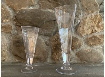 Matching Simon Pearce Footed Triangular Vases