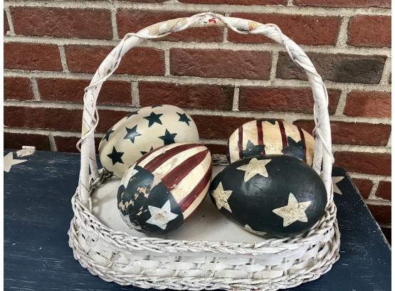Decorative Americana Balls In A Decorative Basket