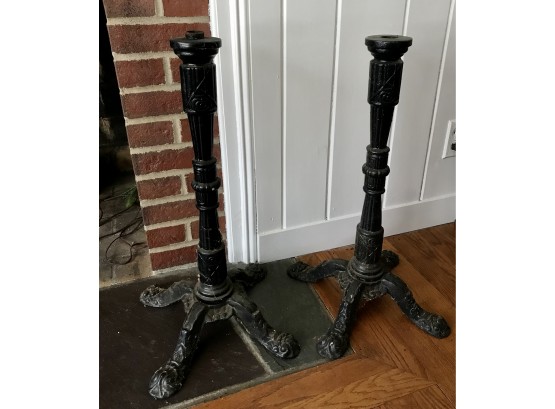 Pair Of Large Cast Iron Candleholders