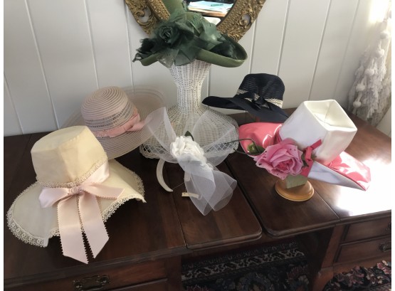 Elegant Collection Of 5 Vintage Springtime Hats