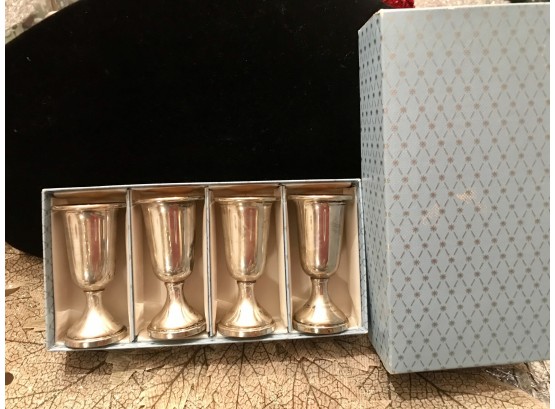 4 Sterling Silver Web Silver Cordial Goblet  Cups
