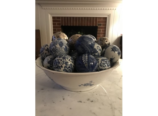 Vintage Porcelain Bowl With Gorgeous Decorative Balls