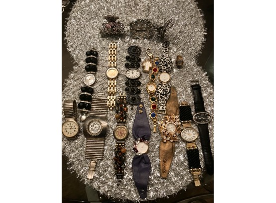 Lot Of Stylish Watches And Hair Clips