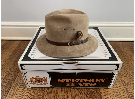 Vintage Genuine Suede Stetson Hat In Original Box