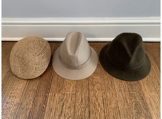 Burberrys Rain Hat, Makins Fedora & Woven Straw Driving Cap