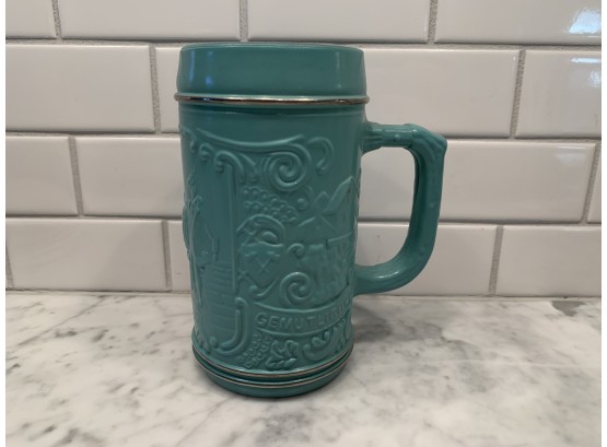 Oktoberfest Turquoise Painted Glass Mug