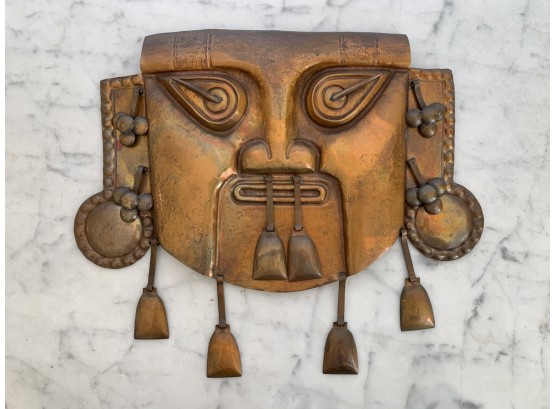 Articulating Copper Mask Wall Hanging