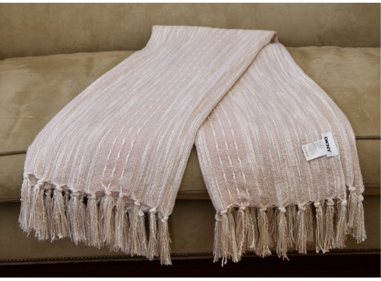 DKNY Knit Throw With Fringes