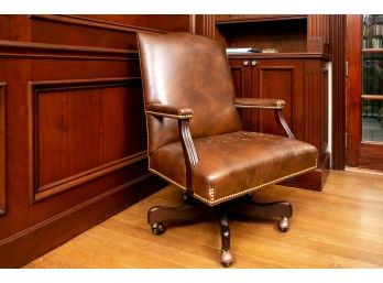 Hancock And Moore Washington Leather Swivel Tilt Chair On Casters (RETAIL $2,379-See Receipt)