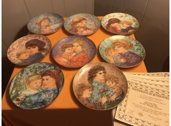 8 Edna Hibel Mother's Day Ltd Ed. Collectible Plates COA