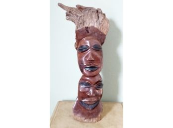 Beautiful Vintage Carved Wood Root African Family Totem Art Sculpture