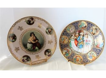 Two Victorian Collector's Plates, Porcelaine Franklin Limoges & Mittertreich Bavaria