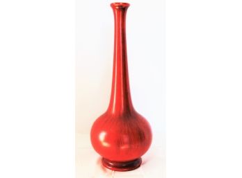 Handsome Vintage Haeger USA Red Burnished 15 1/2' Tall Vase