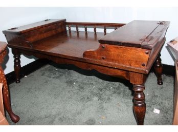 Vintage Early American Styled Dark Wood Stained Coffee Table