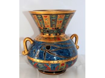Veronese Vase 2002 Summit Collection Egyptian Design Blue,Gold, Multi-Color Vase