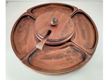 Mid Century Modern Kennedy Brothers Wood Lazy Susan Serving Set