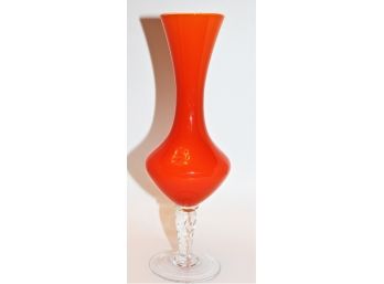 Beautiful MCM Orange & White Flower Vase