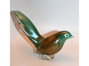 Beautiful Brown & Green Murano Bird - Missing One Eye