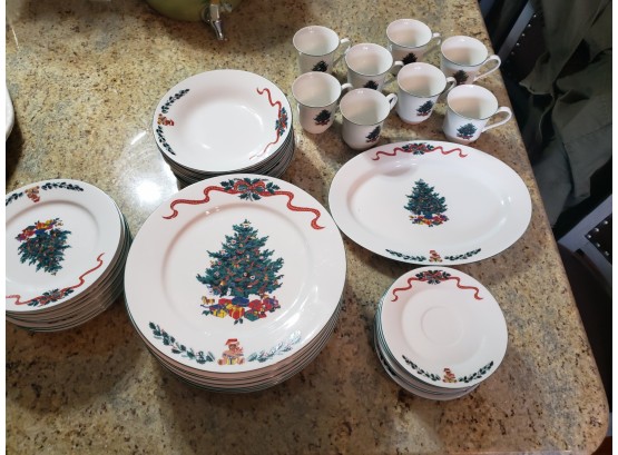Lot Of Lois Mills Origins Christmas Morning Porcelain Dinner Set