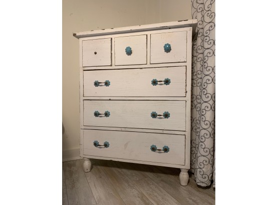 Antique Painted Dresser With Milk Glass Knobs