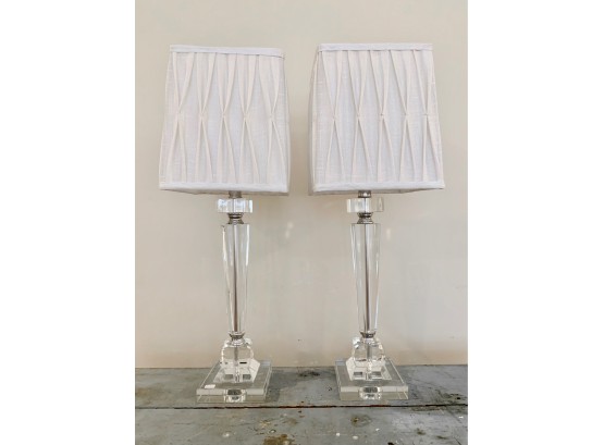 New Pair Of Tahari Lamps With Linen Shades
