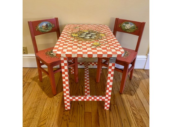 Roy Egg Signed Hand Painted Children’s Table And Chairs