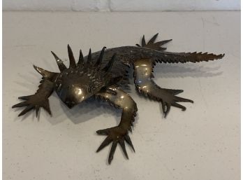 Artist Signed Metal Iguana Decorative Art Piece