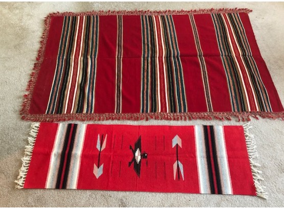 Two Newer Native American Area Rugs -Striped Rug 6'5' X 3' 11' - Smaller Rug 5' X 19'