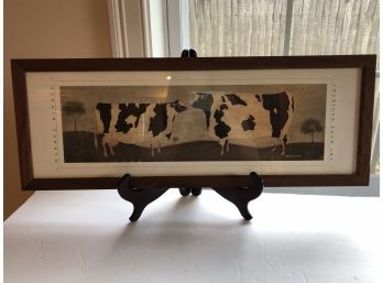Warren Kimble ' Kissing Cows' Print American Folk Art Flat Collection 25 1/2' X 9 3/8'