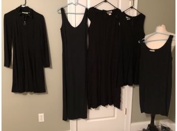 5 Black Dress Lot- Left To Right- Anne Klein, Susie Tomkins,  Sonia Rykiel, Jones New York,  Spenser Jeremy