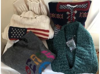 Lot Of 4 - Sweaters , Ralph Lauren, Sandre, Quotation, Nine West.