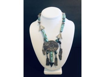 Sedona Mary And Doug Hancock Fabulous Sterling Silver And Turquoise Statement Necklace