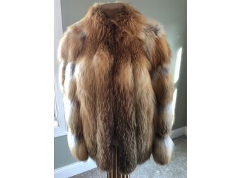 Red Fox Jacket With Leather Under Arms And At Sides