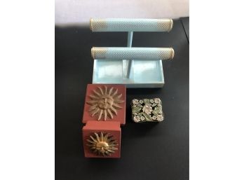 Lot Of Jewelry Mini Boxes & Bracelet Stand