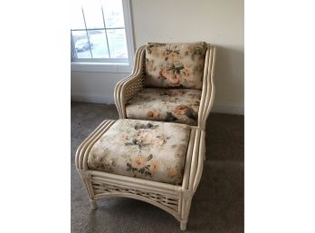 Braxton Culler Rattan/Wicker Curved Arm Chair & Ottoman Removable Chair Cushions ( See Description)