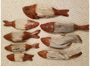 8 Mendoza Driftwood Carved Fish Sculptures