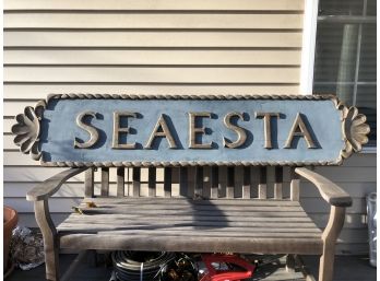 6’5” Long  'SEAESTA' Wooden Sign SIGNED & DATED
