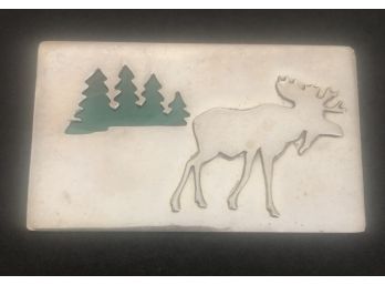 Vintage Sterling Silver & Malachite Great Falls Metalworks Moose Embossed Brooch/Pin