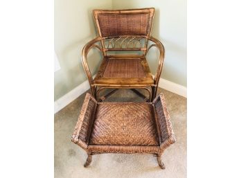 Woven Pattern Brown Chair & Similar But Not Matching Ottoman