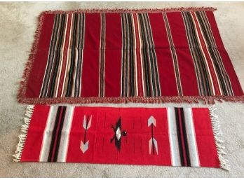 Two Newer Native American Area Rugs -Striped Rug 6'5' X 3' 11' - Smaller Rug 5' X 19'