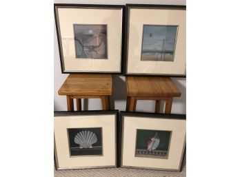Lot Of 4 JAMES CARTER Framed, Signed & Numbered BEACH Themed Prints