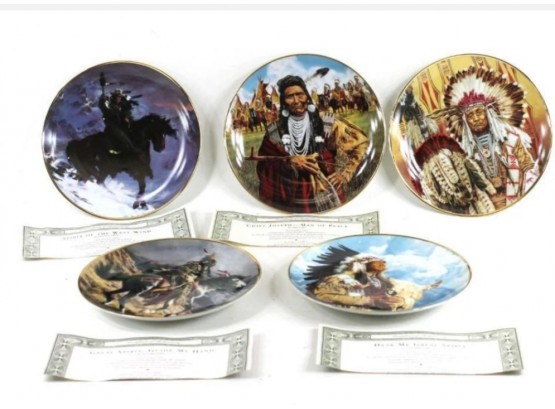 Lot Of 5 Franklin Mint Native American Plates