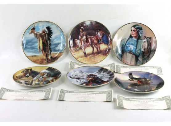 Lot Of 6 Franklin Mint Native American Plates