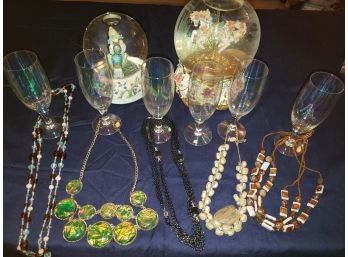 6 Bulgarian Gasses, 5 Costume Necklaces, 2 Snow Globes